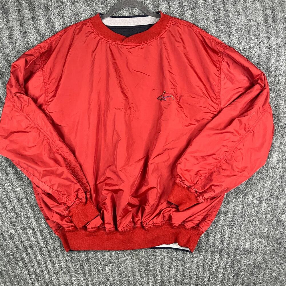 Shark Windbreaker Jacket‎ Mens 2XL Red Pullover Lightweight Nylon Retro